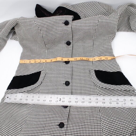 Vintage John Roberts dress womens 10 Houndstooth Velvet trim Button front maxi - Picture 14 of 14